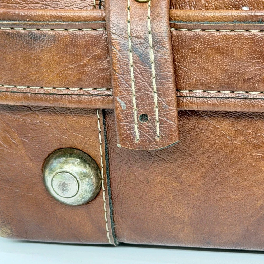 Vintage Brown Faux Leather Camera Bag Utility Travel Adjustable Strap 14x6x9